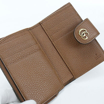 中古 グッチ 二つ折り財布 二折財布 コンパクト レディース GUCCI バンブー付き ダブルG ミディアム ウォレット レザー 739498 AABXM 2535 USDGU116623011