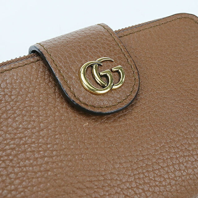 中古 グッチ 二つ折り財布 二折財布 コンパクト レディース GUCCI バンブー付き ダブルG ミディアム ウォレット レザー 739498 AABXM 2535 USDGU116623011