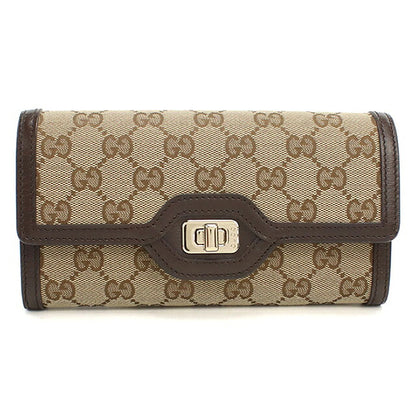 中古 グッチ 長財布二折 レディース ブランド GUCCI ルーチェ コンチネンタルウォレット 790034 ベージュ USDGU116636011