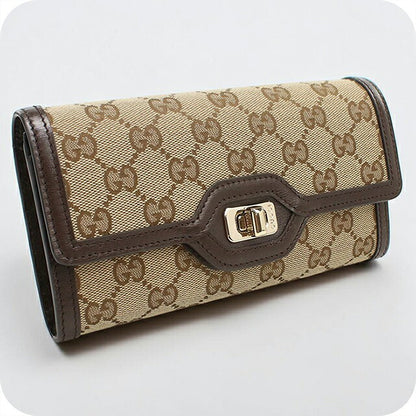 中古 グッチ 長財布二折 レディース ブランド GUCCI ルーチェ コンチネンタルウォレット 790034 ベージュ USDGU116636011