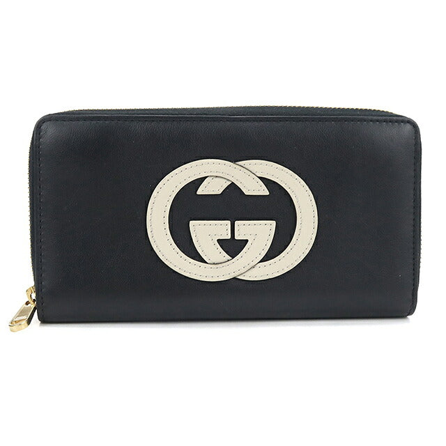 二手 Gucci 长钱包圆形拉链男女通用品牌 GUCCI 联锁 G 皮革 658839 黑色 USDGU117032011