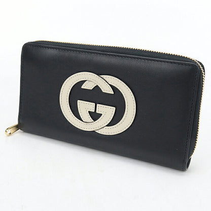 二手 Gucci 长钱包圆形拉链男女通用品牌 GUCCI 联锁 G 皮革 658839 黑色 USDGU117032011