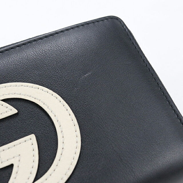 二手 Gucci 长钱包圆形拉链男女通用品牌 GUCCI 联锁 G 皮革 658839 黑色 USDGU117032011