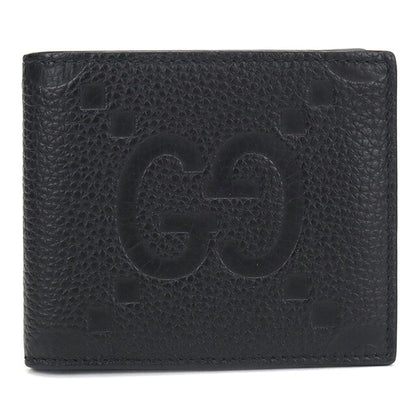中古 グッチ 二つ折り財布 二折財布 コンパクト メンズ ブランド GUCCI ジャンボGG 二つ折りウォレット レザー 739475 ブラック USDGU117283011