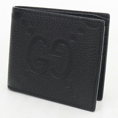 中古 グッチ 二つ折り財布 二折財布 コンパクト メンズ ブランド GUCCI ジャンボGG 二つ折りウォレット レザー 739475 ブラック USDGU117283011