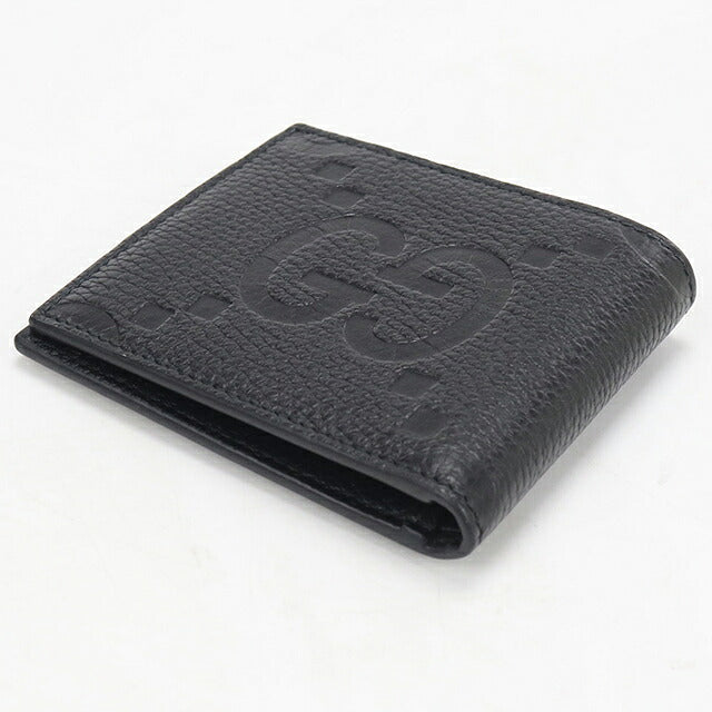 中古 グッチ 二つ折り財布 二折財布 コンパクト メンズ ブランド GUCCI ジャンボGG 二つ折りウォレット レザー 739475 ブラック USDGU117283011