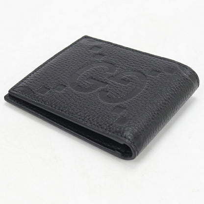中古 グッチ 二つ折り財布 二折財布 コンパクト メンズ ブランド GUCCI ジャンボGG 二つ折りウォレット レザー 739475 ブラック USDGU117283011