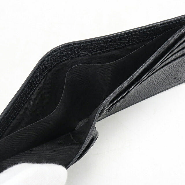 中古 グッチ 二つ折り財布 二折財布 コンパクト メンズ ブランド GUCCI ジャンボGG 二つ折りウォレット レザー 739475 ブラック USDGU117283011
