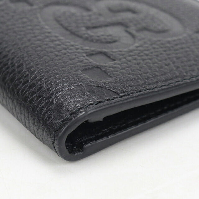 中古 グッチ 二つ折り財布 二折財布 コンパクト メンズ ブランド GUCCI ジャンボGG 二つ折りウォレット レザー 739475 ブラック USDGU117283011