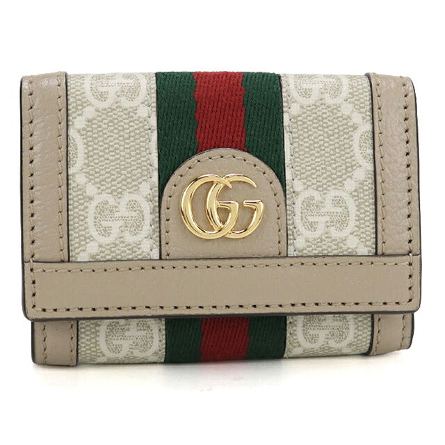 中古 グッチ 三つ折り財布 三折財布 コンパクト レディース ブランド GUCCI オフィディア  735099 ベージュ USDGU117554011