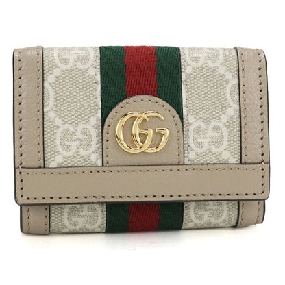 中古 グッチ 三つ折り財布 三折財布 コンパクト レディース ブランド GUCCI オフィディア  735099 ベージュ USDGU117554011