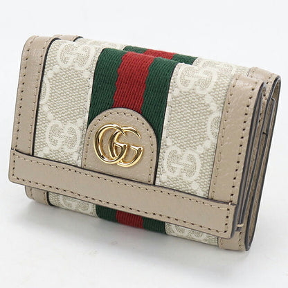 中古 グッチ 三つ折り財布 三折財布 コンパクト レディース ブランド GUCCI オフィディア  735099 ベージュ USDGU117554011