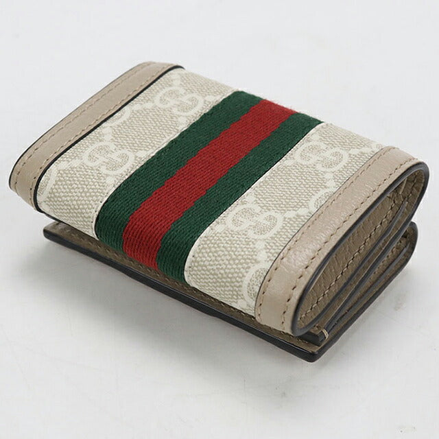 中古 グッチ 三つ折り財布 三折財布 コンパクト レディース ブランド GUCCI オフィディア  735099 ベージュ USDGU117554011