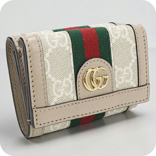 中古 グッチ 三つ折り財布 三折財布 コンパクト レディース ブランド GUCCI オフィディア  735099 ベージュ USDGU117554011
