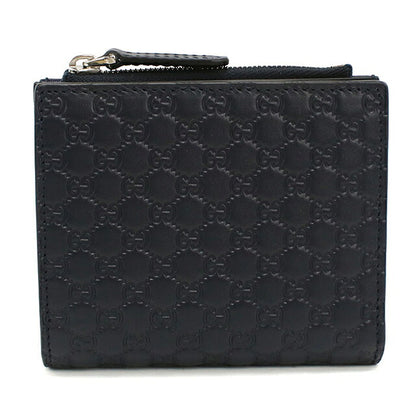 中古 グッチ 二つ折り財布 二折財布 コンパクト ユニセックス ブランド GUCCI マイクログッチシマ  レザー 544475 ネイビー USDGU117693011