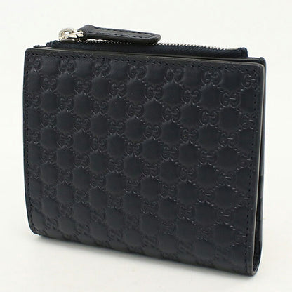 中古 グッチ 二つ折り財布 二折財布 コンパクト ユニセックス ブランド GUCCI マイクログッチシマ  レザー 544475 ネイビー USDGU117693011