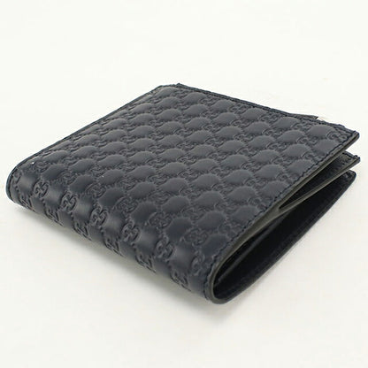 中古 グッチ 二つ折り財布 二折財布 コンパクト ユニセックス ブランド GUCCI マイクログッチシマ  レザー 544475 ネイビー USDGU117693011