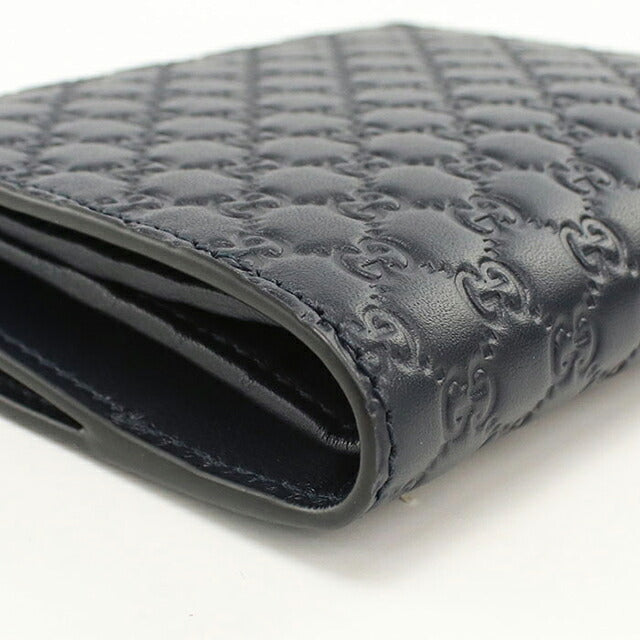 中古 グッチ 二つ折り財布 二折財布 コンパクト ユニセックス ブランド GUCCI マイクログッチシマ  レザー 544475 ネイビー USDGU117693011