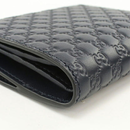 中古 グッチ 二つ折り財布 二折財布 コンパクト ユニセックス ブランド GUCCI マイクログッチシマ  レザー 544475 ネイビー USDGU117693011