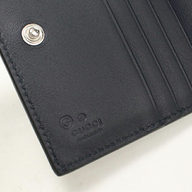 中古 グッチ 二つ折り財布 二折財布 コンパクト ユニセックス ブランド GUCCI マイクログッチシマ  レザー 544475 ネイビー USDGU117693011