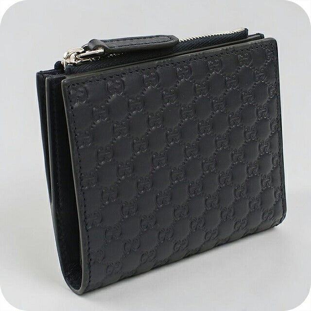 中古 グッチ 二つ折り財布 二折財布 コンパクト ユニセックス ブランド GUCCI マイクログッチシマ  レザー 544475 ネイビー USDGU117693011