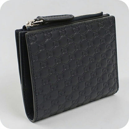 中古 グッチ 二つ折り財布 二折財布 コンパクト ユニセックス ブランド GUCCI マイクログッチシマ  レザー 544475 ネイビー USDGU117693011