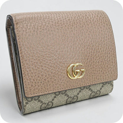 二手 Gucci 双折钱包 双折钱包 紧凑女士品牌 GUCCI 双 G 双色中号钱包 598587 米色 USDGU117944011