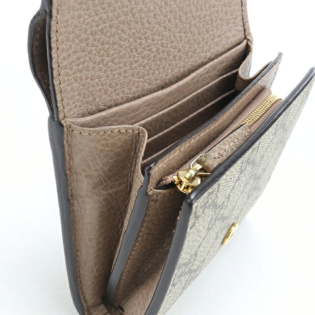 二手 Gucci 双折钱包 双折钱包 紧凑女士品牌 GUCCI 双 G 双色中号钱包 598587 米色 USDGU117944011