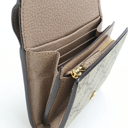 二手 Gucci 双折钱包 双折钱包 紧凑女士品牌 GUCCI 双 G 双色中号钱包 598587 米色 USDGU117944011