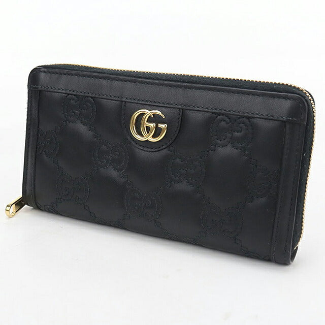 中古 グッチ 長財布ラウンドファスナー レディース ブランド GUCCI GGマトラッセ ジップアラウンドウォレット レザー 723784 ブラック USDGU117985011