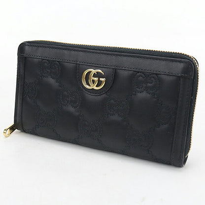 中古 グッチ 長財布ラウンドファスナー レディース ブランド GUCCI GGマトラッセ ジップアラウンドウォレット レザー 723784 ブラック USDGU117985011