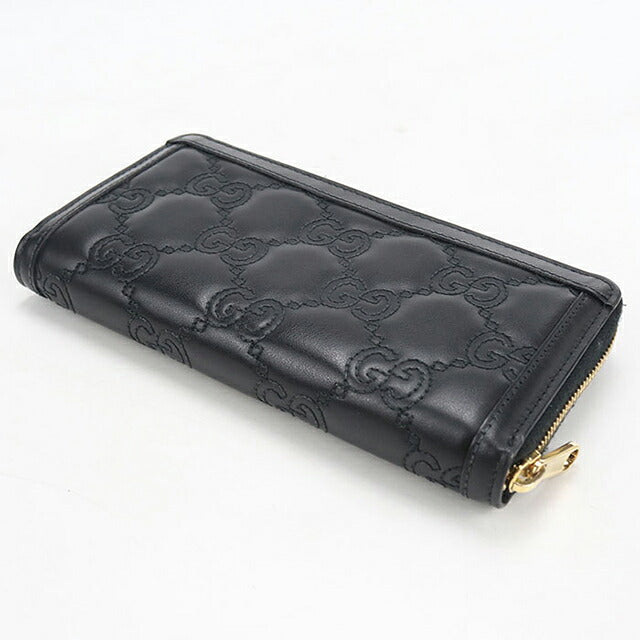 中古 グッチ 長財布ラウンドファスナー レディース ブランド GUCCI GGマトラッセ ジップアラウンドウォレット レザー 723784 ブラック USDGU117985011