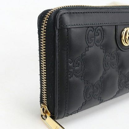 中古 グッチ 長財布ラウンドファスナー レディース ブランド GUCCI GGマトラッセ ジップアラウンドウォレット レザー 723784 ブラック USDGU117985011