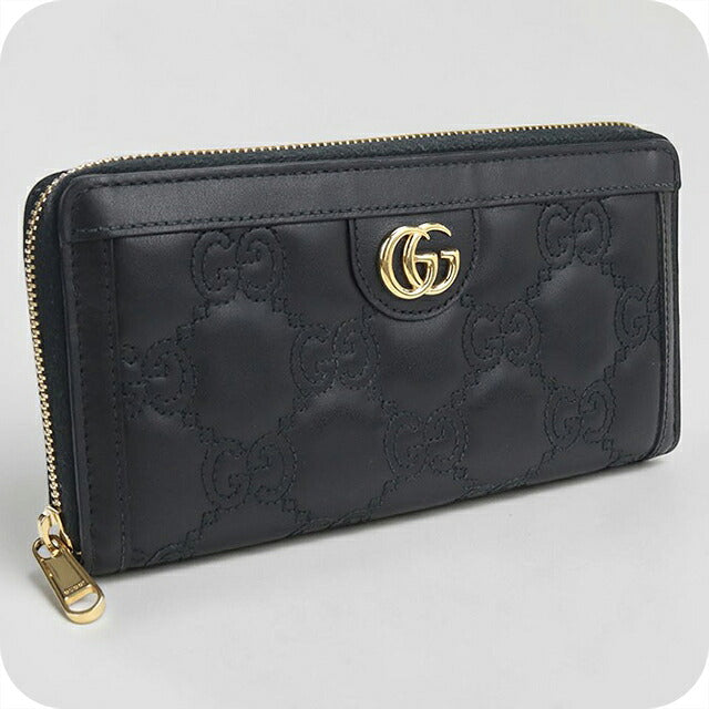 Used Gucci long wallet round zipper ladies brand GUCCI GG Matelasse zip around wallet leather 723784 black USDGU117985011