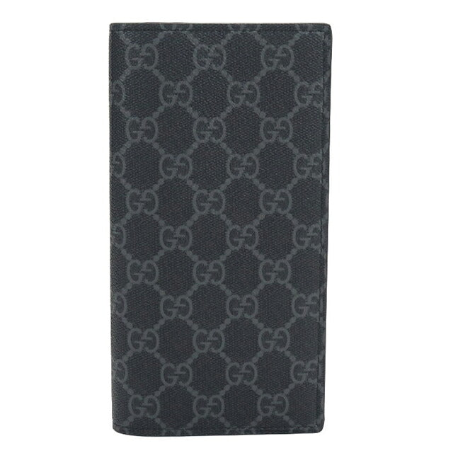 中古 グッチ 長財布二折 メンズ ブランド GUCCI GGエンブレム ロングウォレット 821213 ブラック USDGU117995011