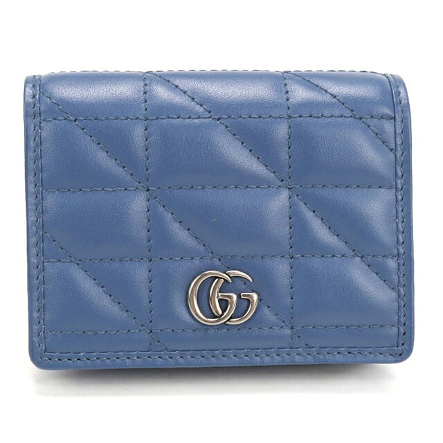 中古 グッチ 二つ折り財布 二折財布 コンパクト レディース ブランド GUCCI ダブルG スモールウォレット 466492 ブルー USDGU118230011