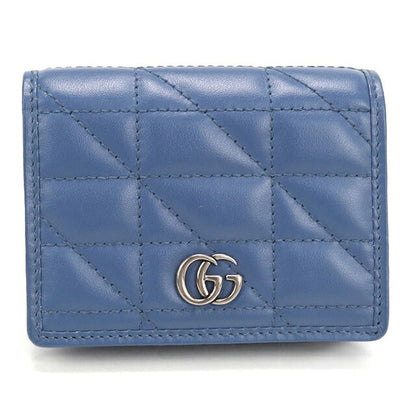 中古 グッチ 二つ折り財布 二折財布 コンパクト レディース ブランド GUCCI ダブルG スモールウォレット 466492 ブルー USDGU118230011