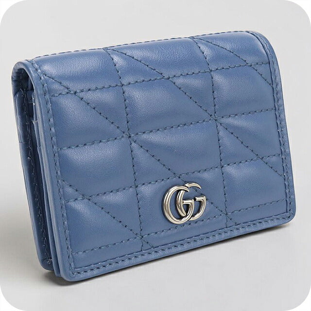 中古 グッチ 二つ折り財布 二折財布 コンパクト レディース ブランド GUCCI ダブルG スモールウォレット 466492 ブルー USDGU118230011
