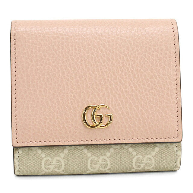 中古 グッチ 二つ折り財布 二折財布 コンパクト レディース ブランド GUCCI ダブルG ミディアム ウォレット 598587 ピンク USDGU118260011