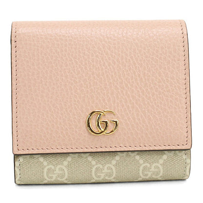 中古 グッチ 二つ折り財布 二折財布 コンパクト レディース ブランド GUCCI ダブルG ミディアム ウォレット 598587 ピンク USDGU118260011