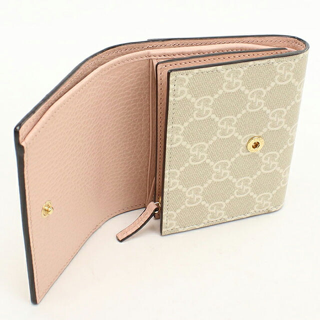 中古 グッチ 二つ折り財布 二折財布 コンパクト レディース ブランド GUCCI ダブルG ミディアム ウォレット 598587 ピンク USDGU118260011