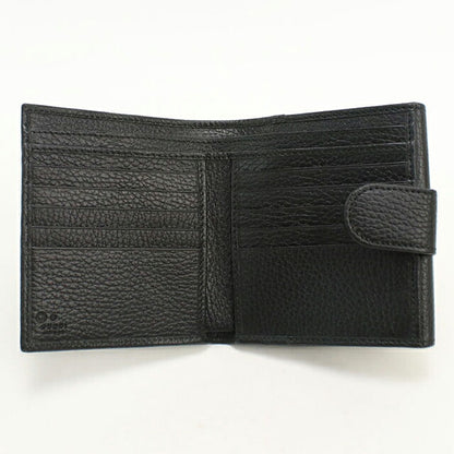 中古 グッチ 二つ折り財布 二折財布 コンパクト レディース ブランド GUCCI インターロッキングG Wホック レザー 615525 ブラック USDGU118267011