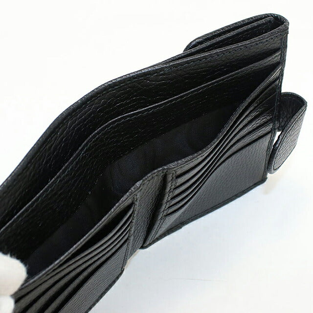 中古 グッチ 二つ折り財布 二折財布 コンパクト レディース ブランド GUCCI インターロッキングG Wホック レザー 615525 ブラック USDGU118267011