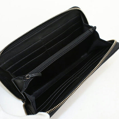 中古 グッチ 長財布ラウンドファスナー レディース ブランド GUCCI マイクログッチシマ  レザー 449891 ブラック USDGU118270011