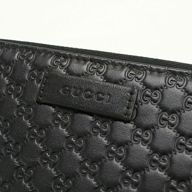 中古 グッチ 長財布ラウンドファスナー レディース ブランド GUCCI マイクログッチシマ  レザー 449891 ブラック USDGU118270011