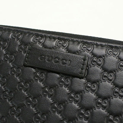 中古 グッチ 長財布ラウンドファスナー レディース ブランド GUCCI マイクログッチシマ  レザー 449891 ブラック USDGU118270011