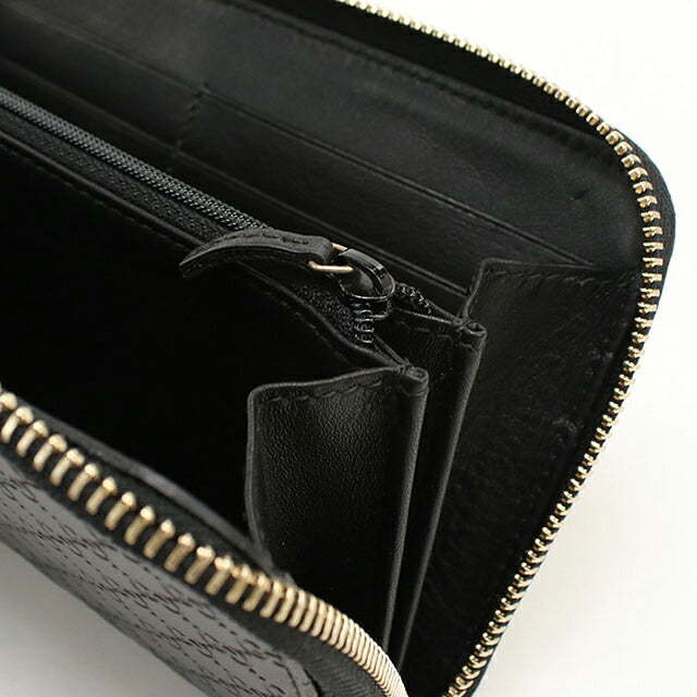 中古 グッチ 長財布ラウンドファスナー レディース ブランド GUCCI マイクログッチシマ  レザー 449891 ブラック USDGU118270011