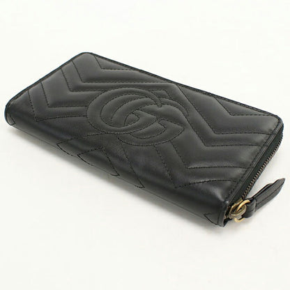 中古 グッチ 長財布ラウンドファスナー レディース ブランド GUCCI ダブルG  レザー 443123 ブラック USDGU118274011