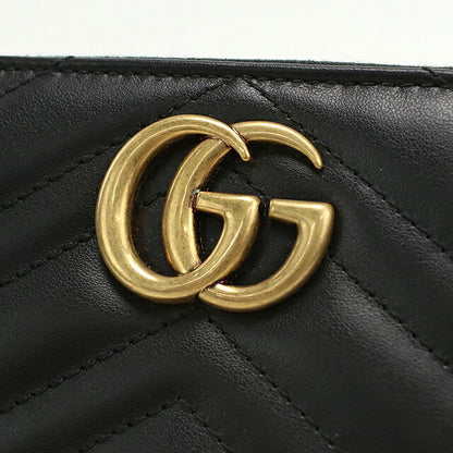 中古 グッチ 長財布ラウンドファスナー レディース ブランド GUCCI ダブルG  レザー 443123 ブラック USDGU118274011