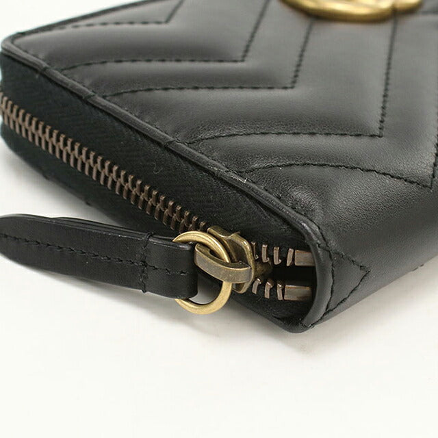 中古 グッチ 長財布ラウンドファスナー レディース ブランド GUCCI ダブルG  レザー 443123 ブラック USDGU118274011